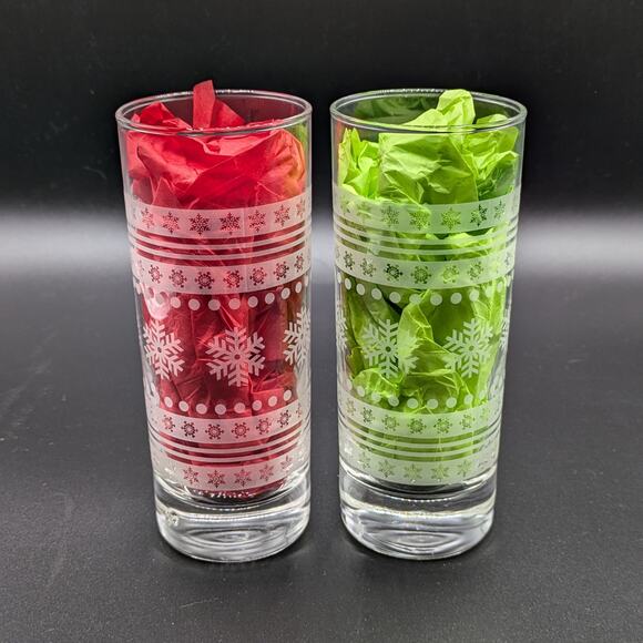 Jack Daniels Highball Glasses Set of 2 Snowflake Sweater Etched 10oz 6" Holiday - Picture 2 of 5